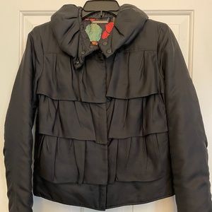 DIANE VON FURSTENBERG Tiered Black "CUPCAKE" Bomber Jacket (orig. $345)--Size 4